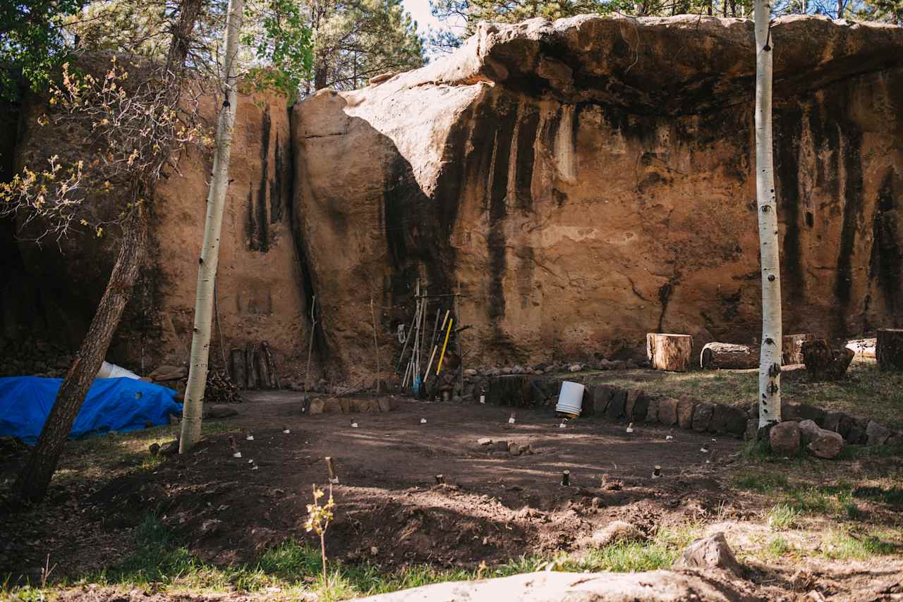 Where a sweat lodge was being built.