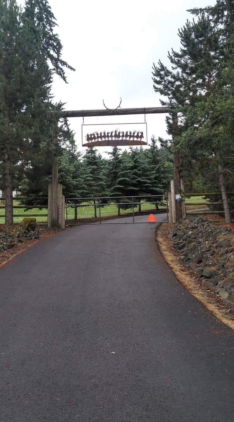 The entrance to the Property. Guests receive remote control for gate to come and go. Gate must be kept closed for animals protection.