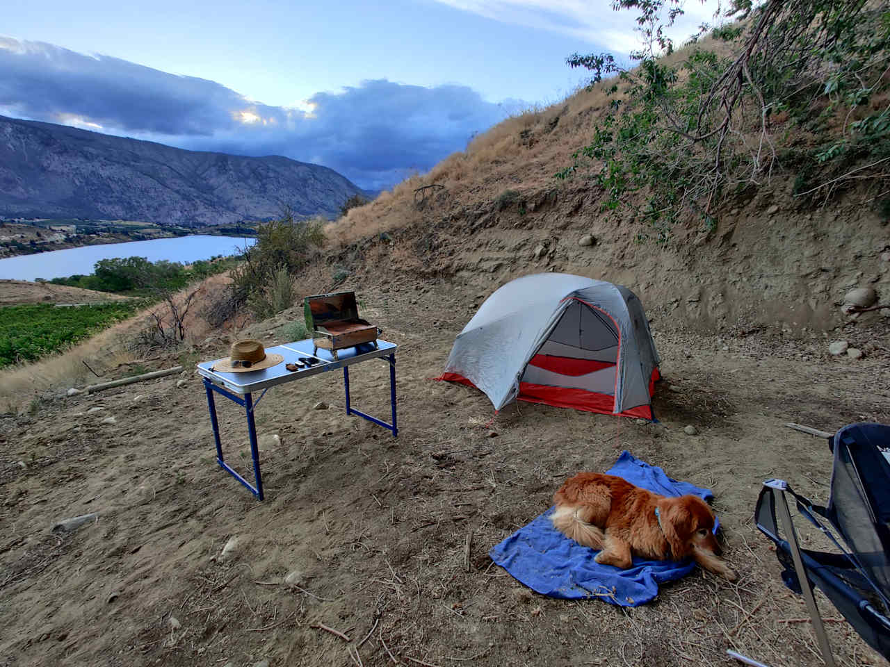 A bit dusty at times. Campsite 2 was on grass but tucked back a bit further. This campsite 2.5 had better views but you'll have to deal with kicking up dirt/dust. Also the bat/bird deterrent is really noisey here. Check out my review for more info on that.