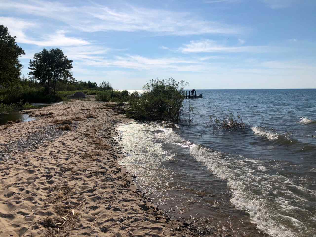 Looking south on Cross Village Beach, 5-min walk from campsites 