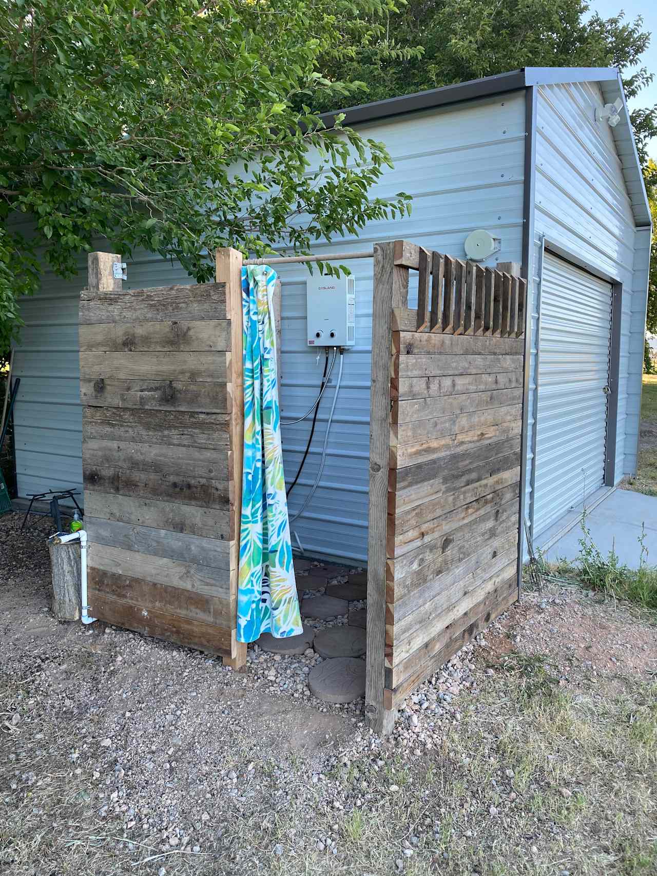 shower, and composting toilet.