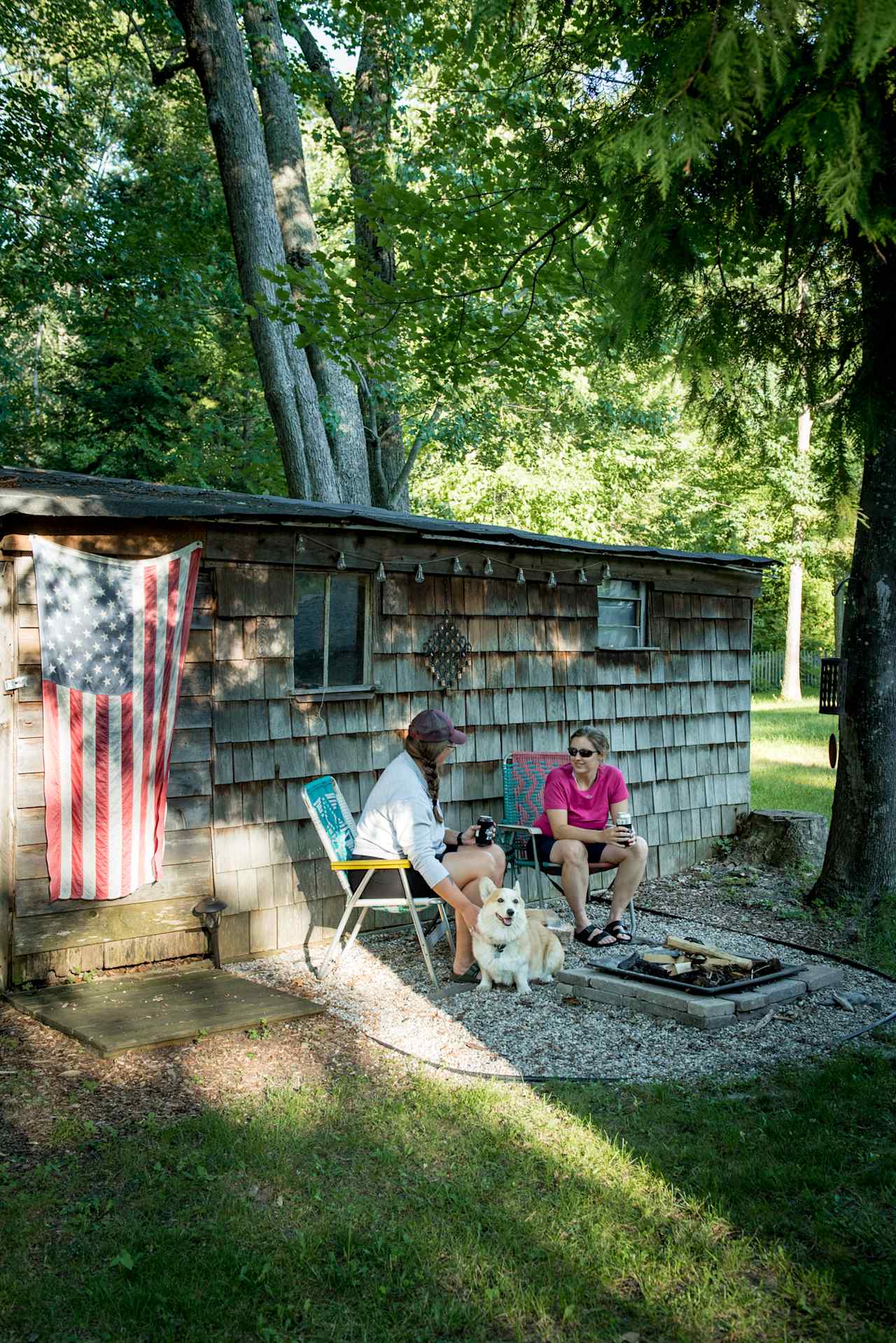 Camp complete with a fire pit