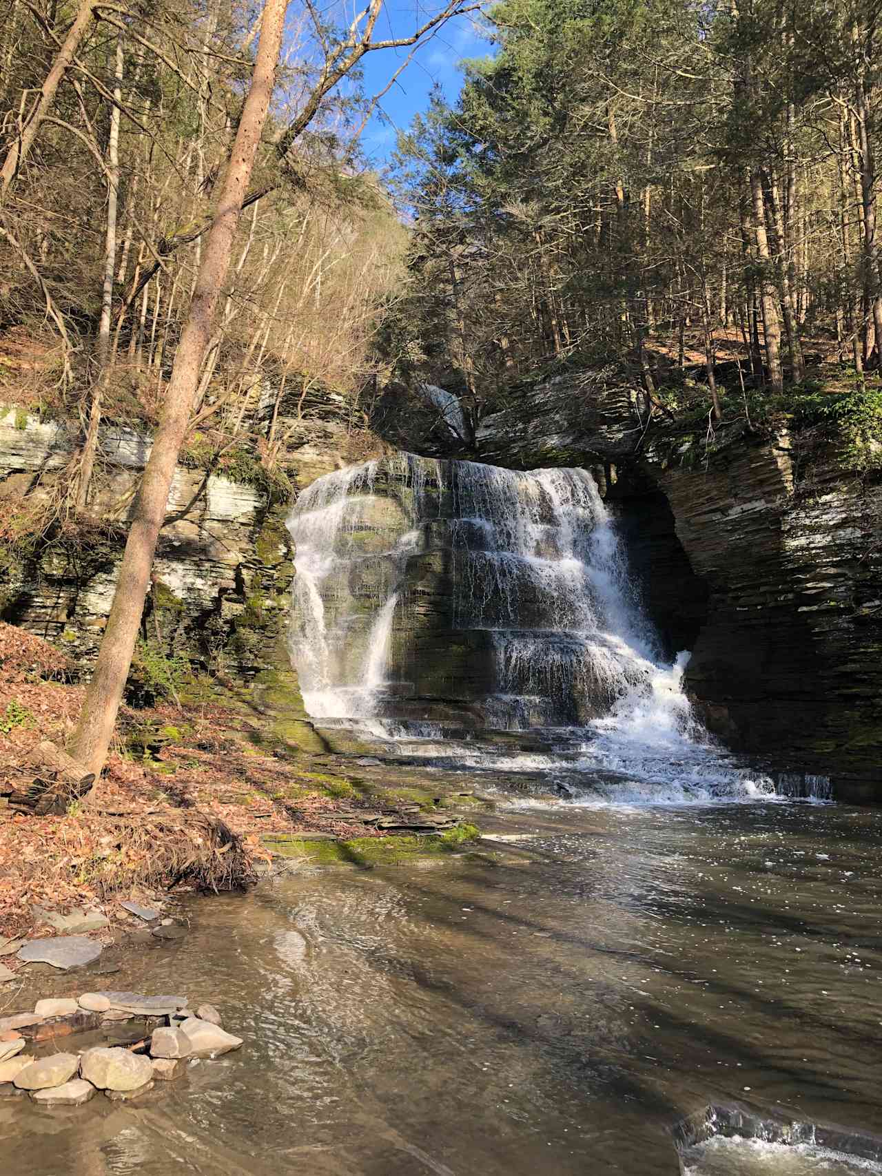 This is what the waterfall looks like most of the year except in the late summer when the flow is less.