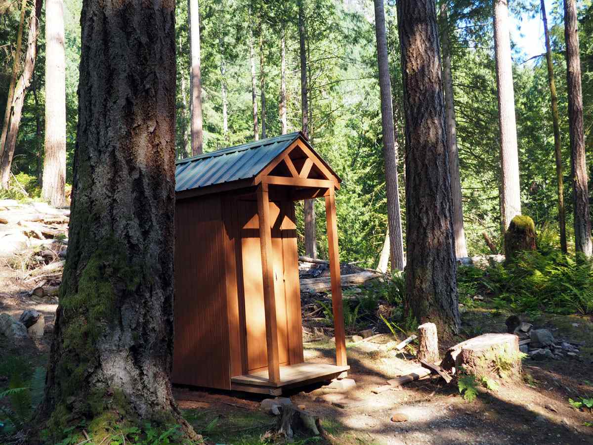 New pit toilet with underground power for inside light and porch light