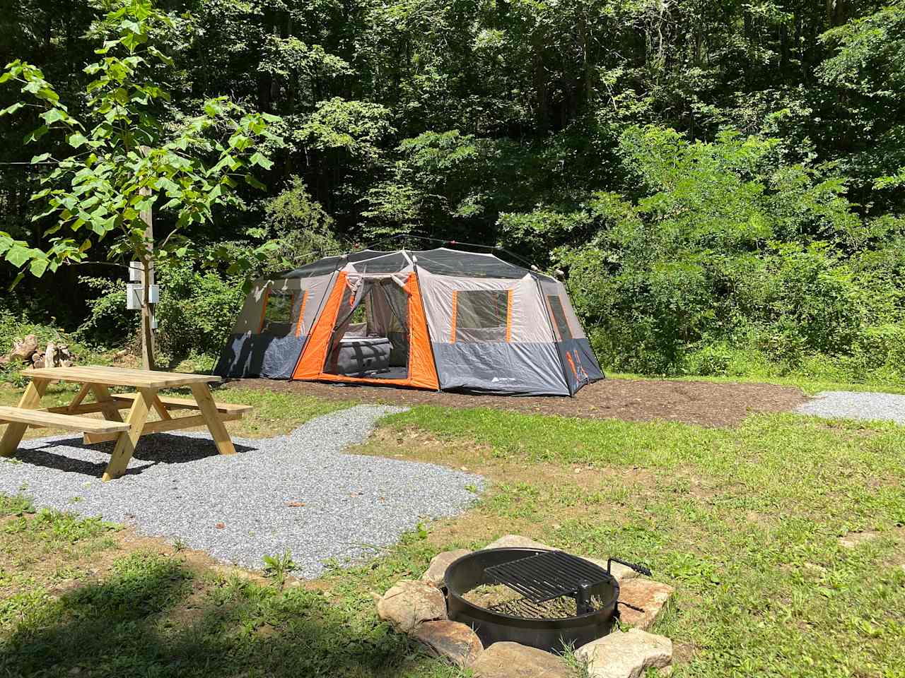 I set up my tent there to show what size tents will fit. This tent is a 10x20