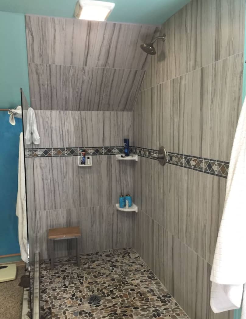 Extra-large stone shower. 