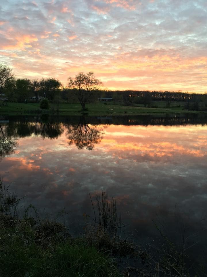 A view of the sunset from the dam.
