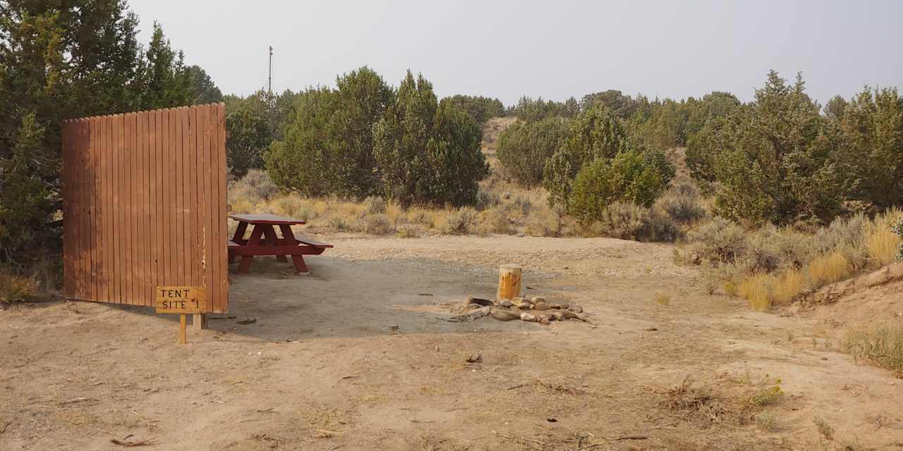 Tent site 1 with new privacy fence