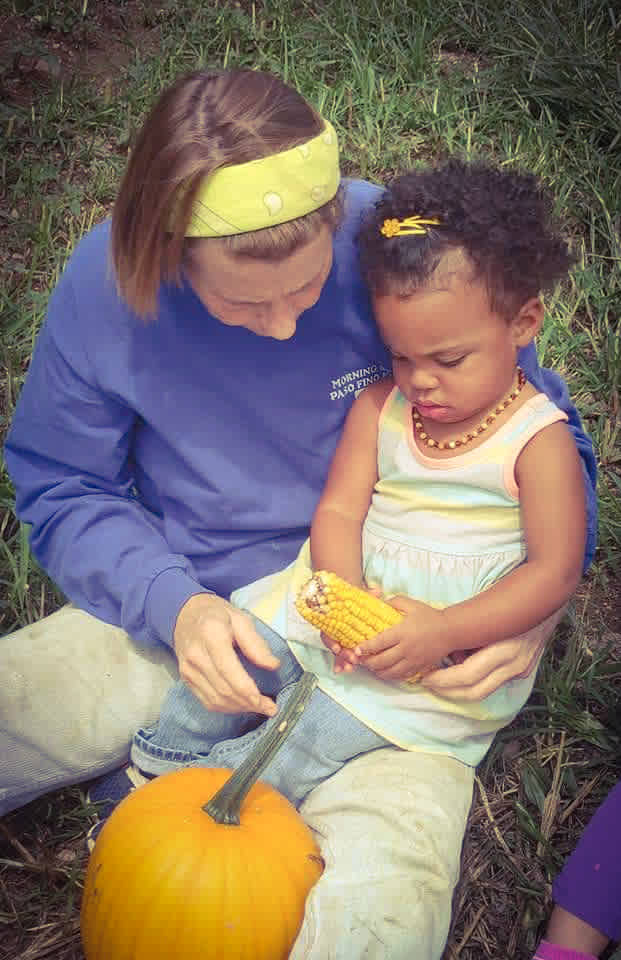 Picking corn and pumpkins with Wolfe!