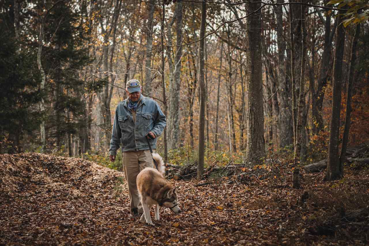 Alan was nice enough to take our excited dog on a walk while we got our campsite set up.