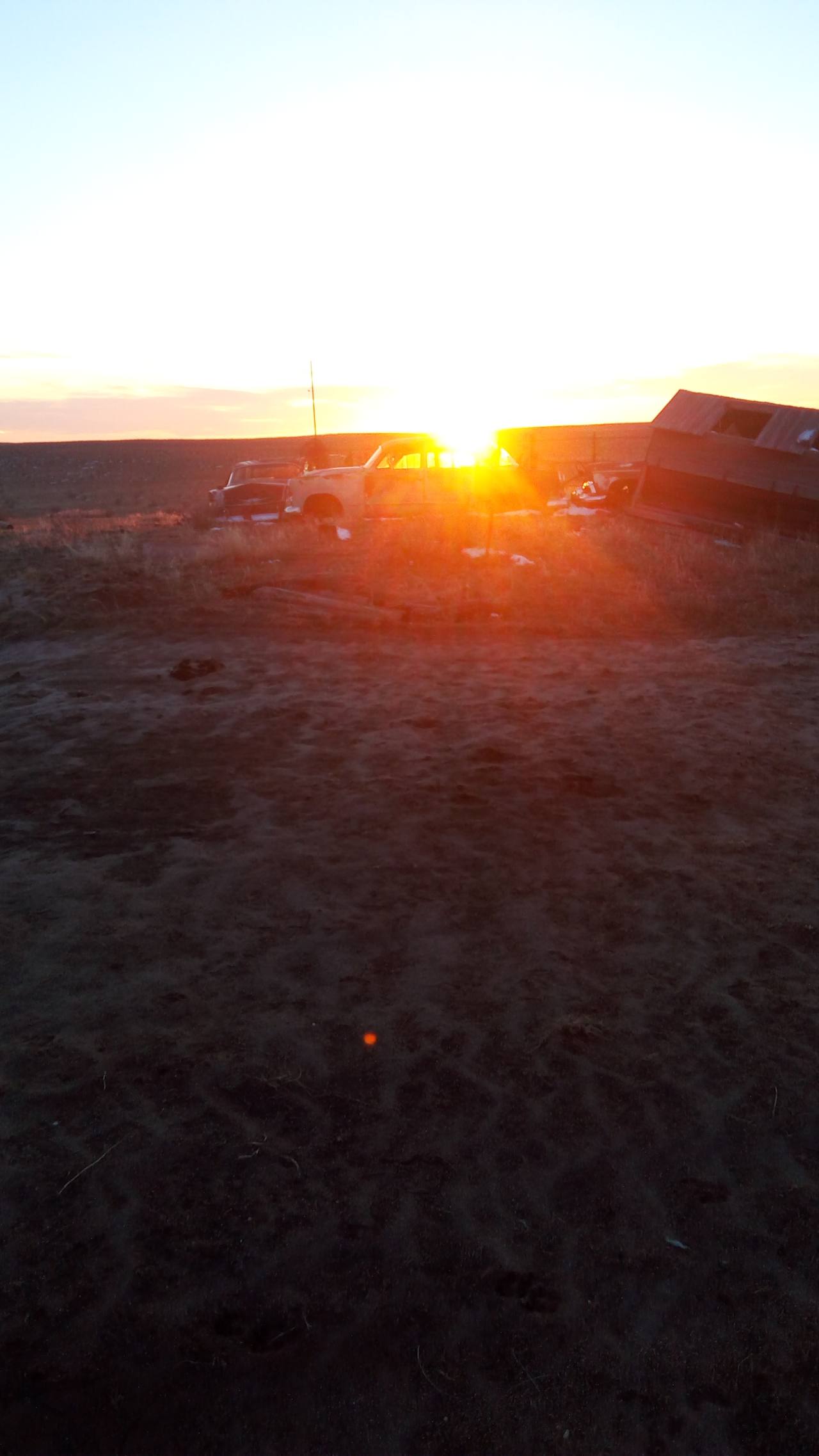 Setting sun looks to be blazing the top of this car!