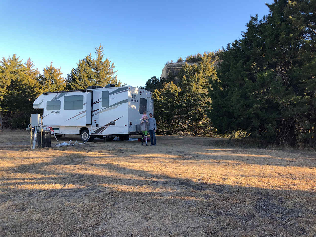 Campsite 1 RV hookup spot. 