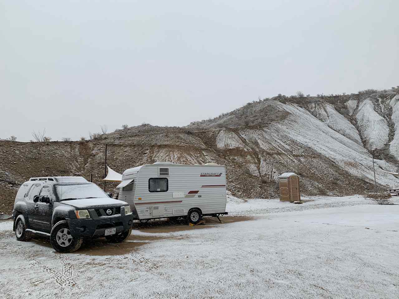 Snow! So glad we had 4wd! Loved staying tucked in against the hill. 