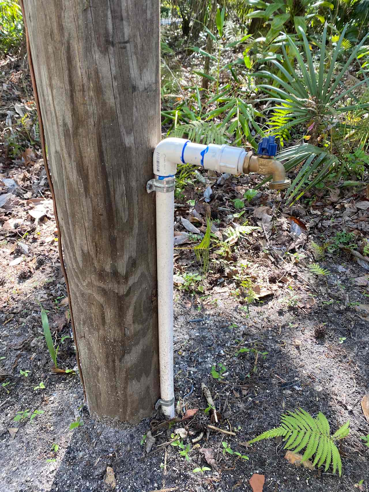 Water spigot at camp site. 