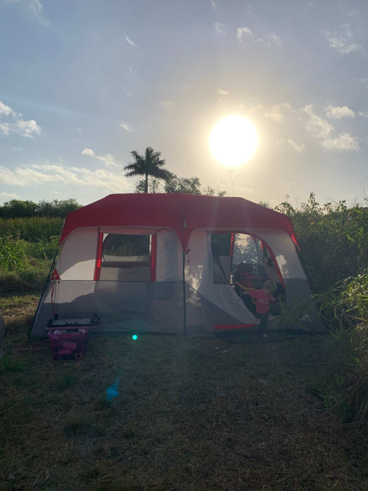 Beautiful sunrise over our tent 