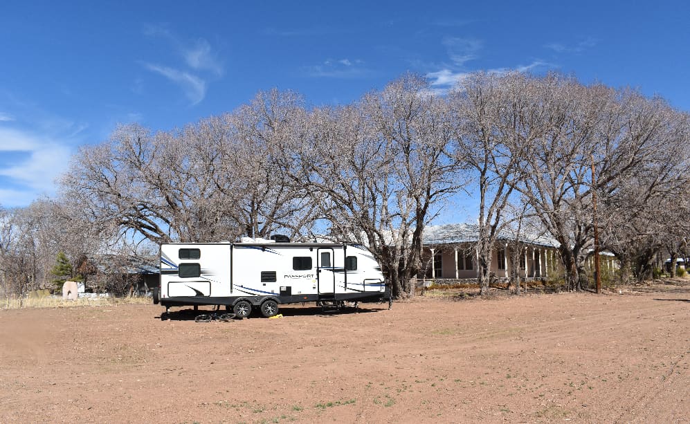 #2 campsite with Historic Portal in background.  Still waiting for the grass to grow...