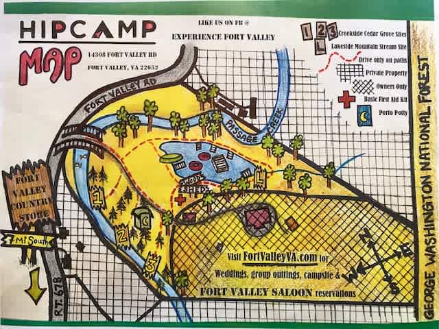 Property Camp Map: This is traced over satellite imagery. It's drawn to scale with proper lot lines...a copy is in your welcome bag and on the vanity wall. Please respect the boundaries.  It's laid out wonderfully and obvious when your on-site. 