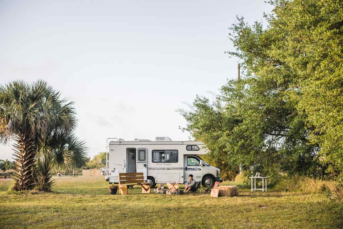 There's plenty of flat land for RVs. We chose to park at the dry site, but there's also a site that has electric hookups