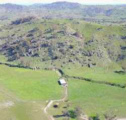 View of shearing shed and dry creek land to the western side of creek including the mountain is open to campers