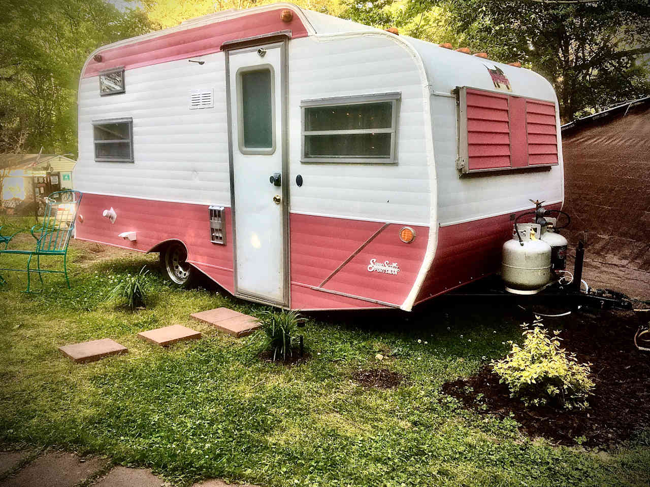 1974 Pink & White Scotty Camper