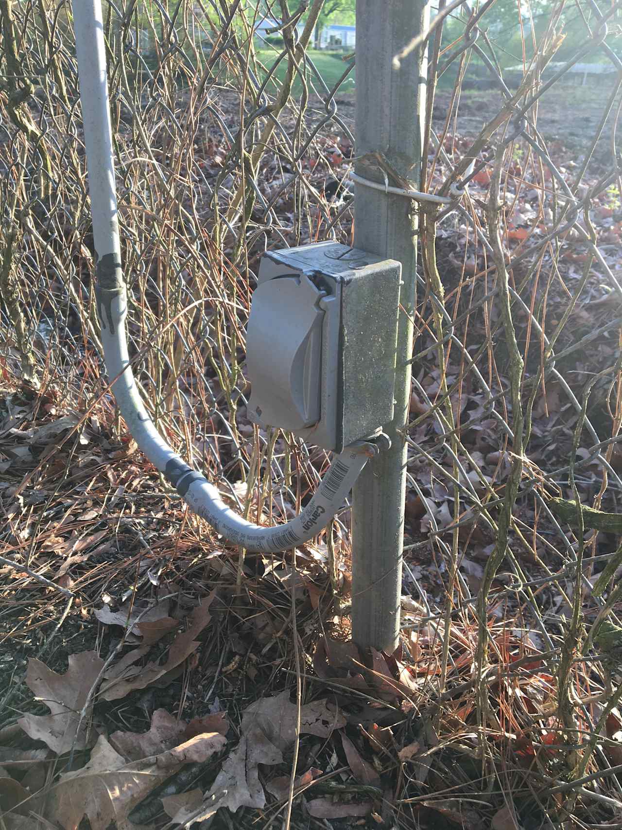 20 amp (household) electrical outlet box containing two outlets. 