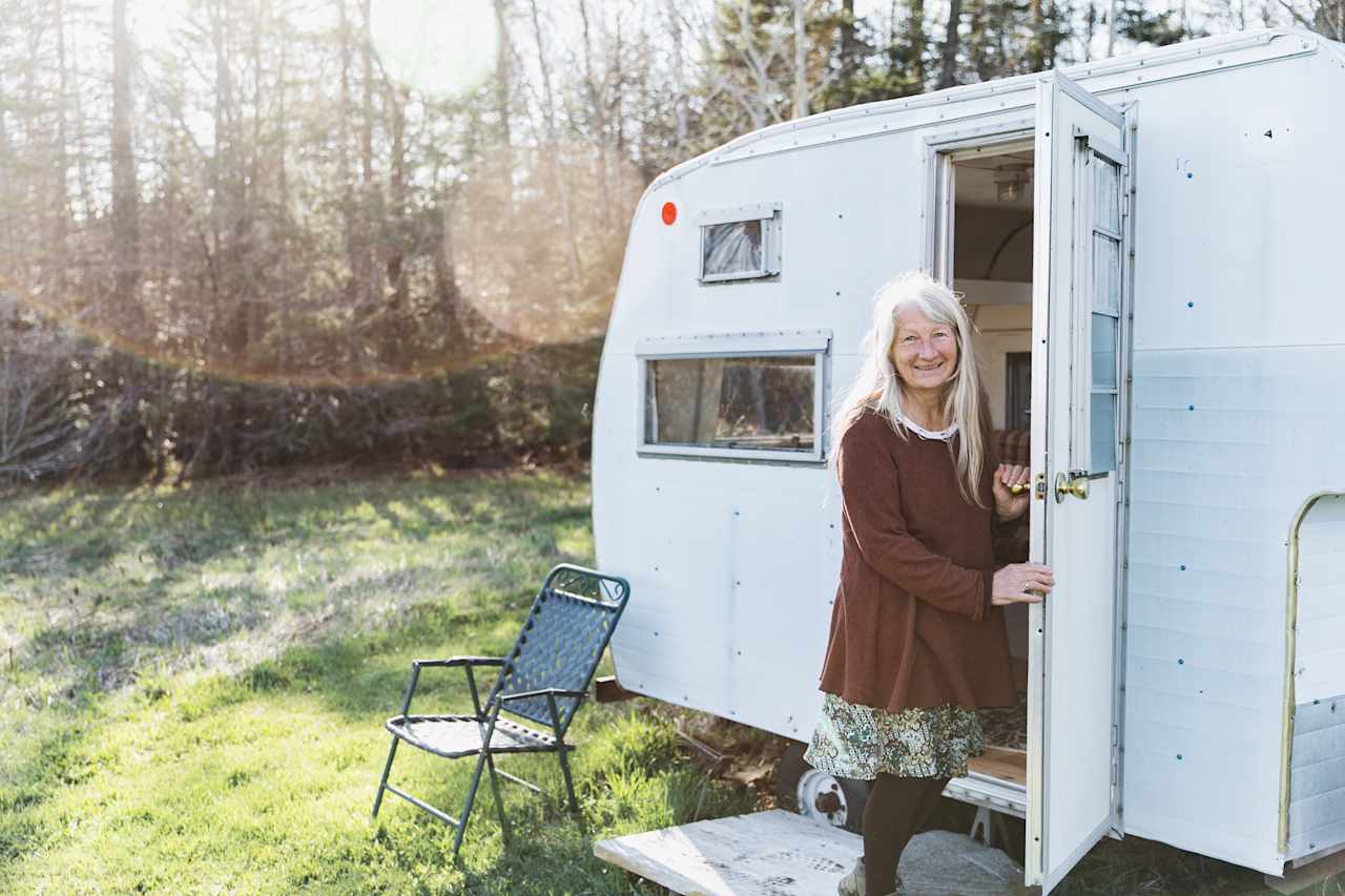 In addition to several incredible campsites, there was this adorable tiny camper she said we could use! This would be a perfect spot to eat if you're camping on a rainy day. 