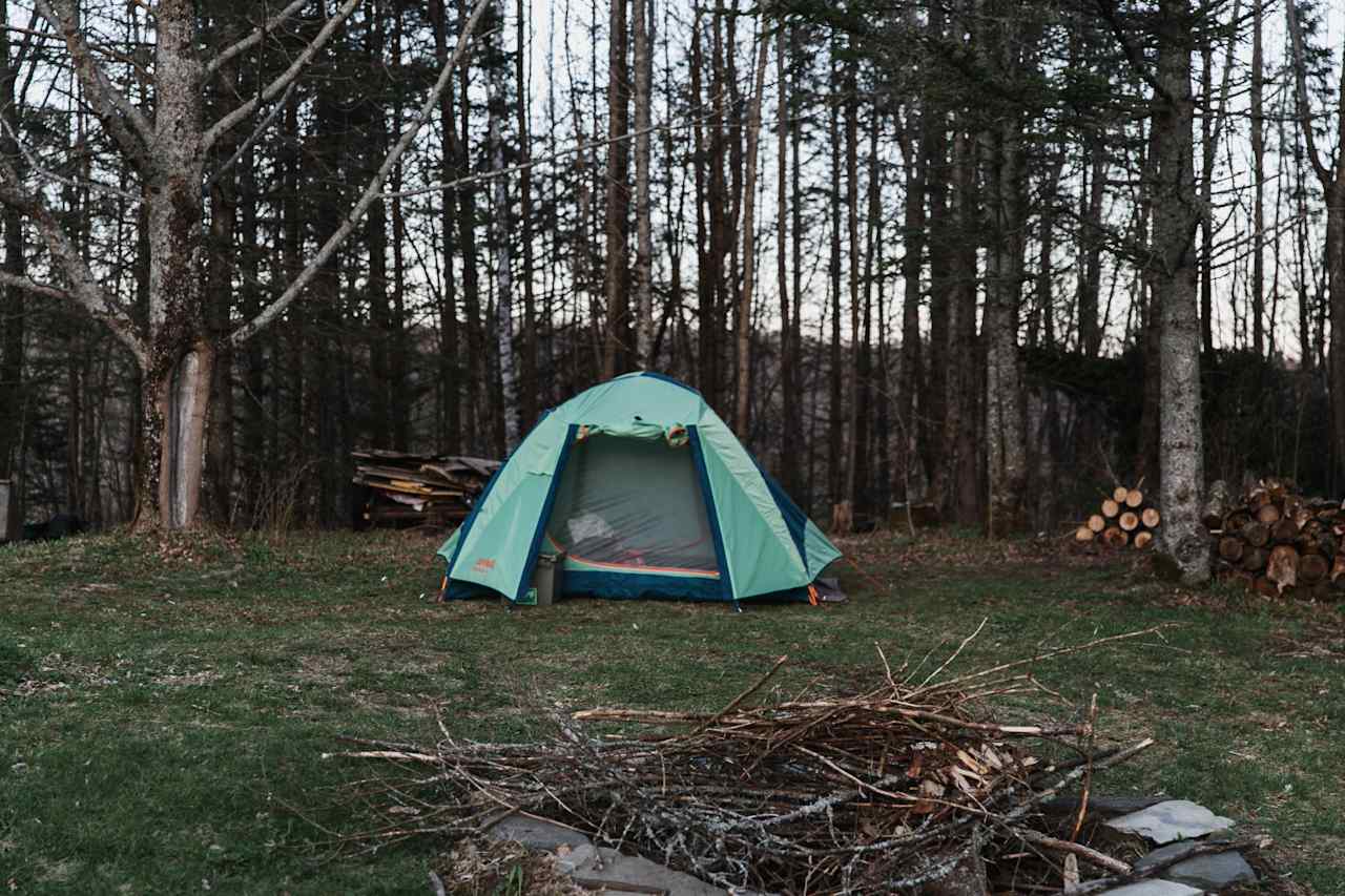 Our campsite was tucked away at the back of the property, offering total privacy. 