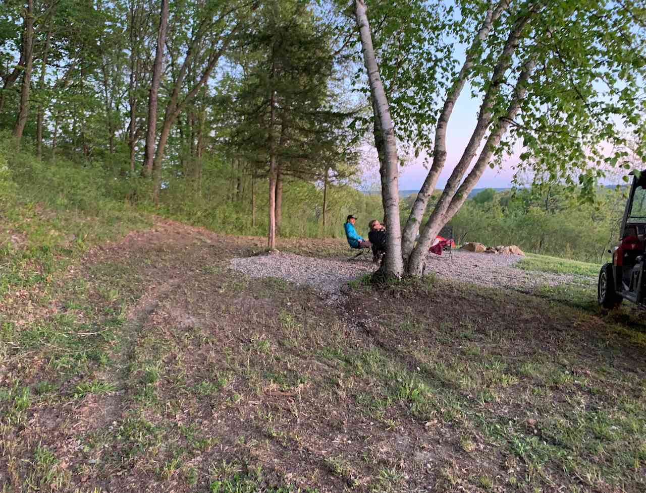 From the entrance/driveway, looking at the campsite.