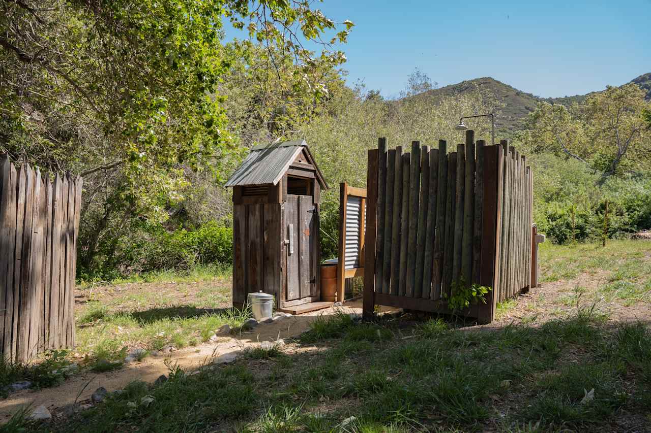 compost toilet and outdoor shower