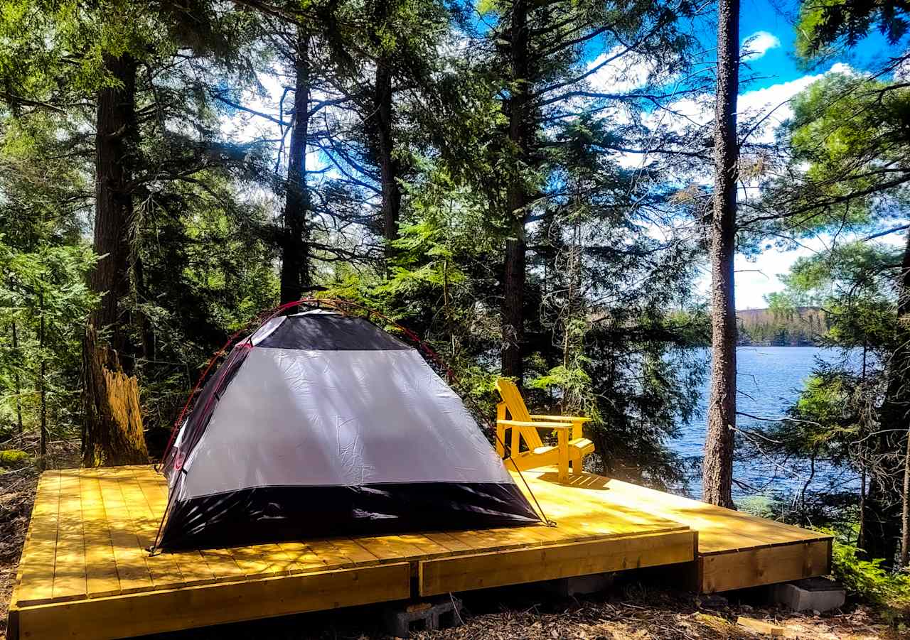 Pitch your tent on one of 4 platforms- each with a gorgeous view of Eagle Lake