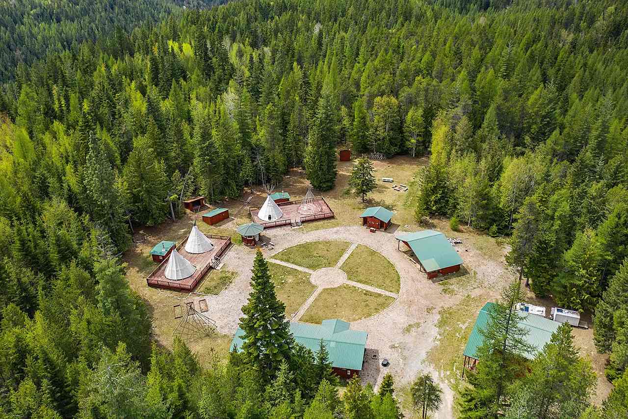 An aerial view of the campsite.