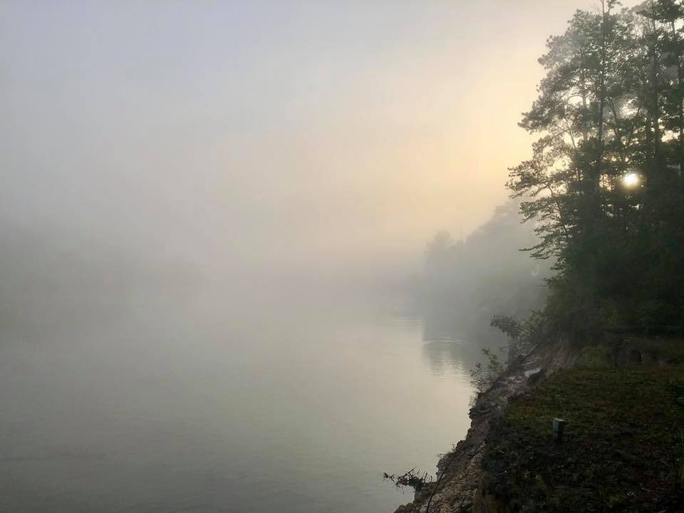 Beautiful quiet and serene mornings turn into beautiful days! View from our property looking upstream.