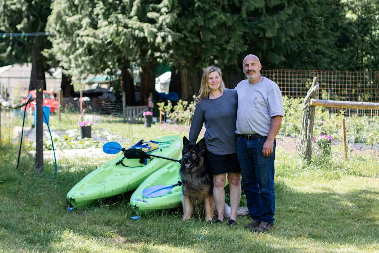 Our lovely hosts and Jack; ps they have Kayaks you can rent