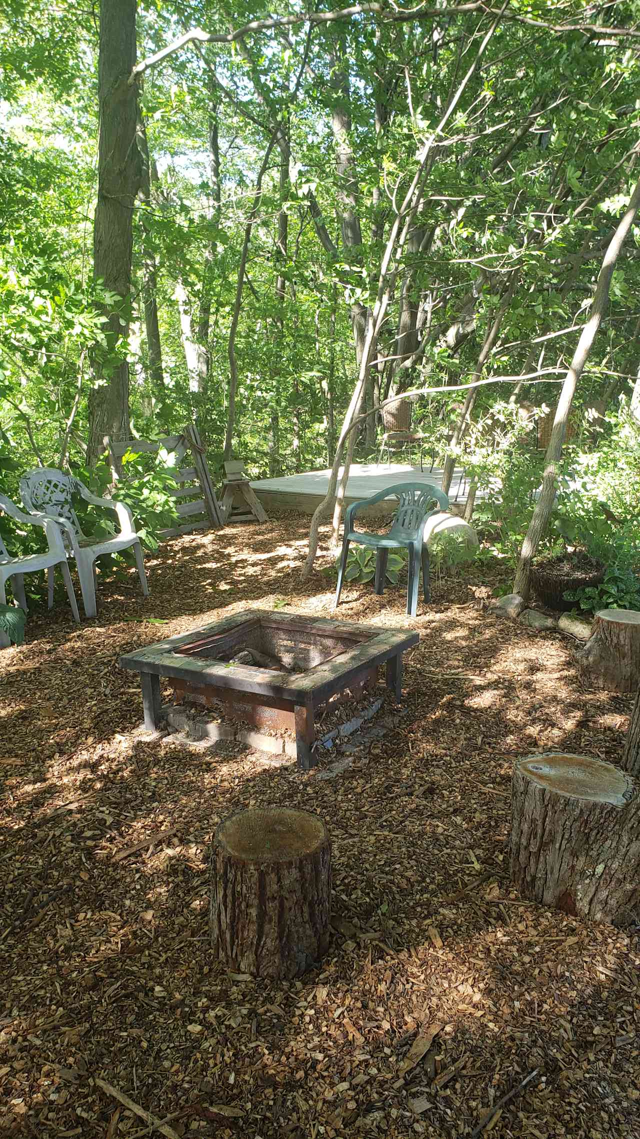 Firepit and porch swing