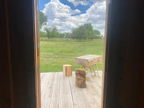 Deck and view from inside the cabin.