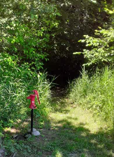 Hand pump well on campsite.