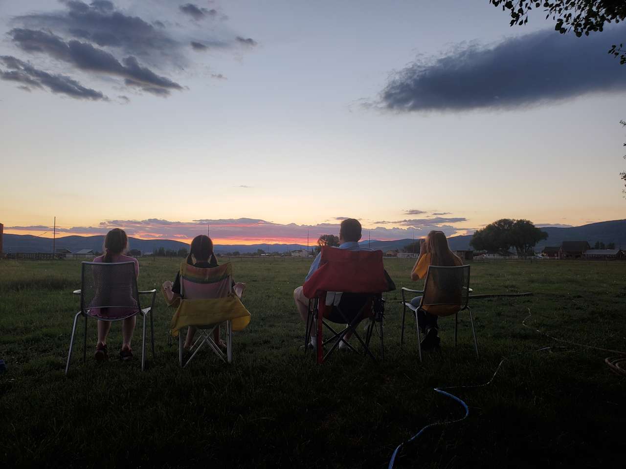 Watching the sunset just outside our trailer.