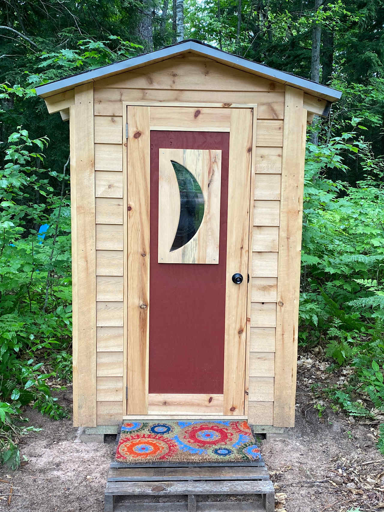 Inside of the outhouse