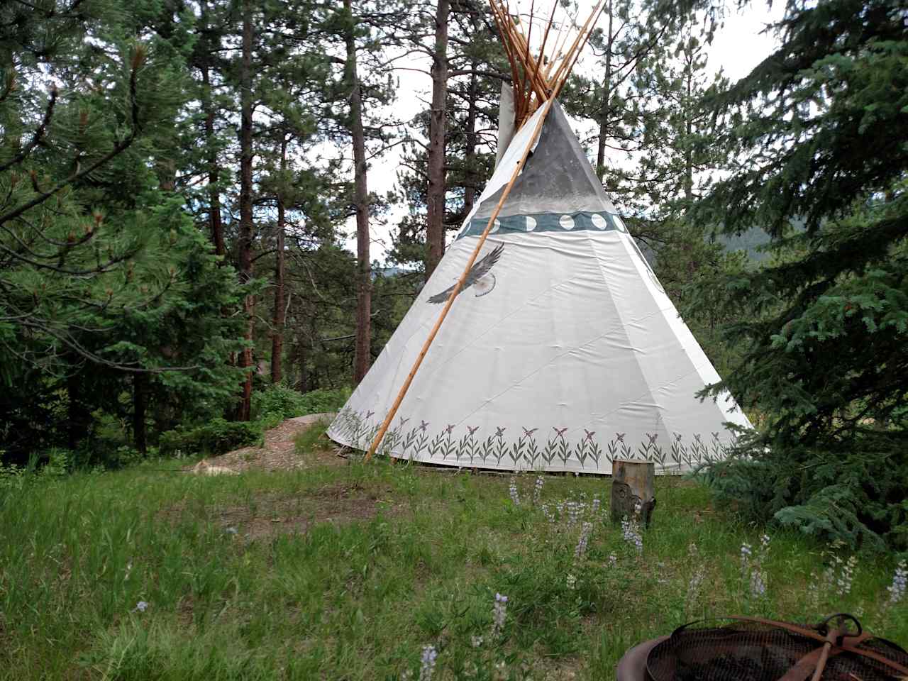 Blue Acres Teepee, An 11 foot Radius, 22 foot Diameter, 18-1/2 foot tall Canvas space.