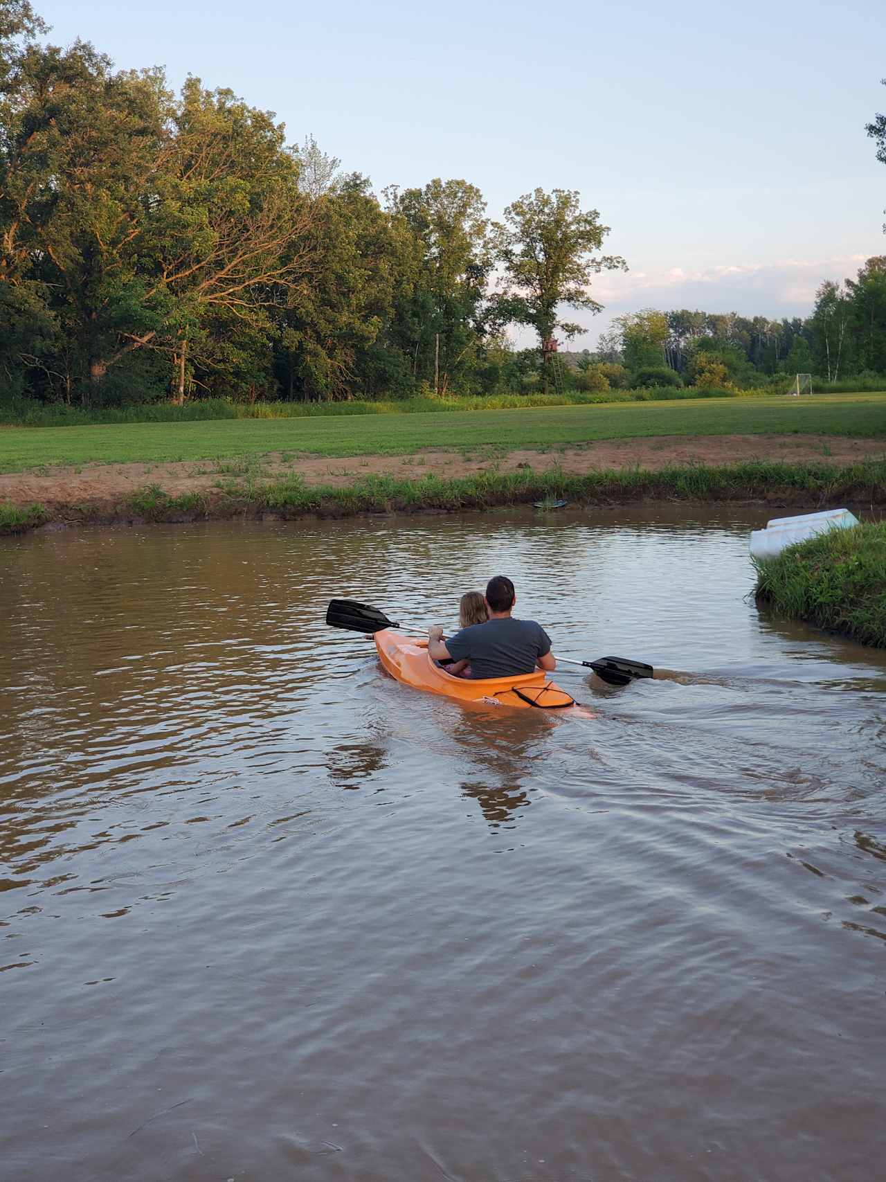 The pond was the perfect size for the kids to kayak around. There were two kayaks that a parent could sit in too for the toddlers to give it a try, then tons of kayaks for the 5 and up kids to try on their own. 