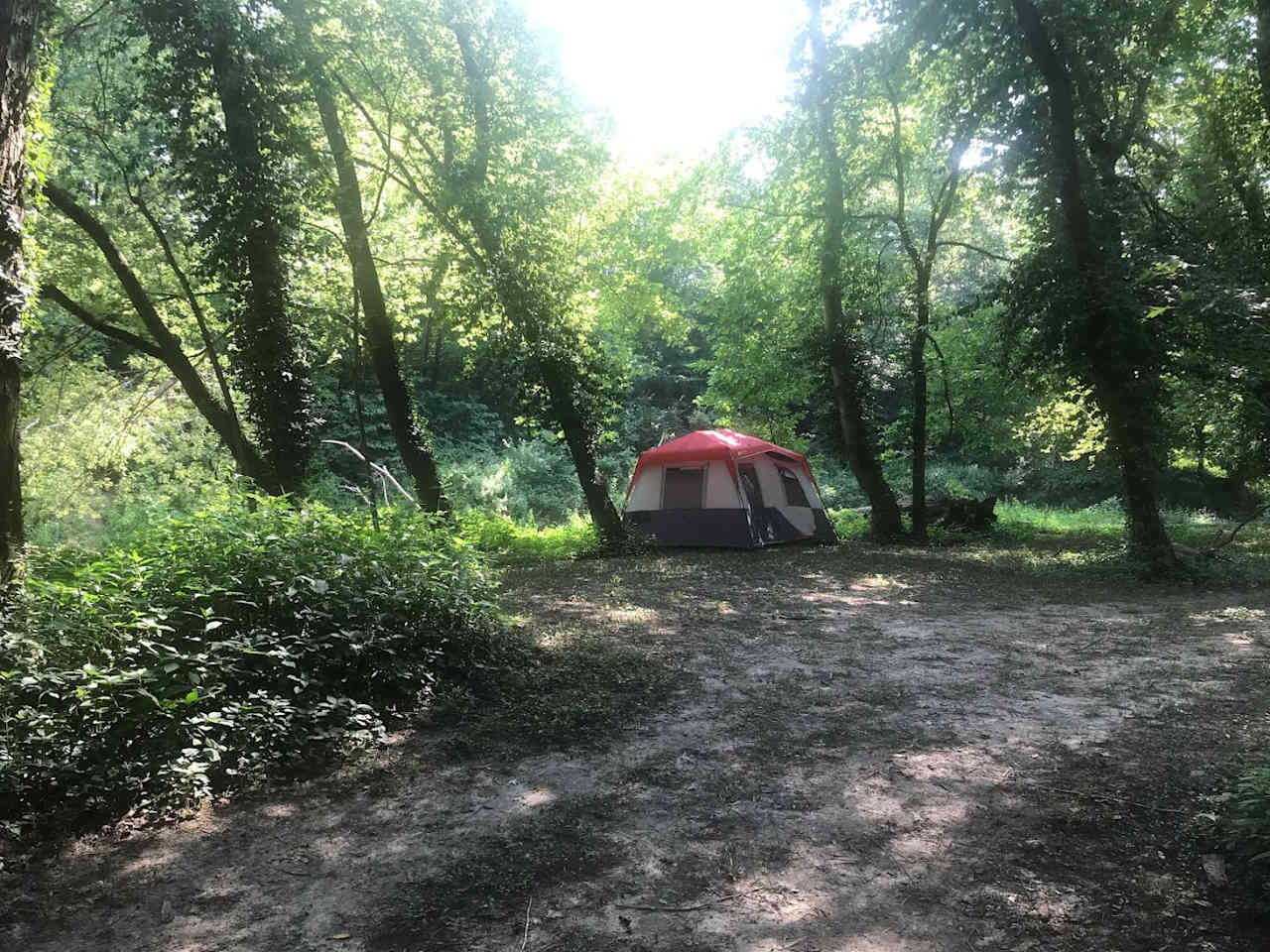 SIte 2. Labarque Creek campsite with 8 person tent available as a spare. This is the campsite nearest the creek for those wanting to swim, wade, or fish.