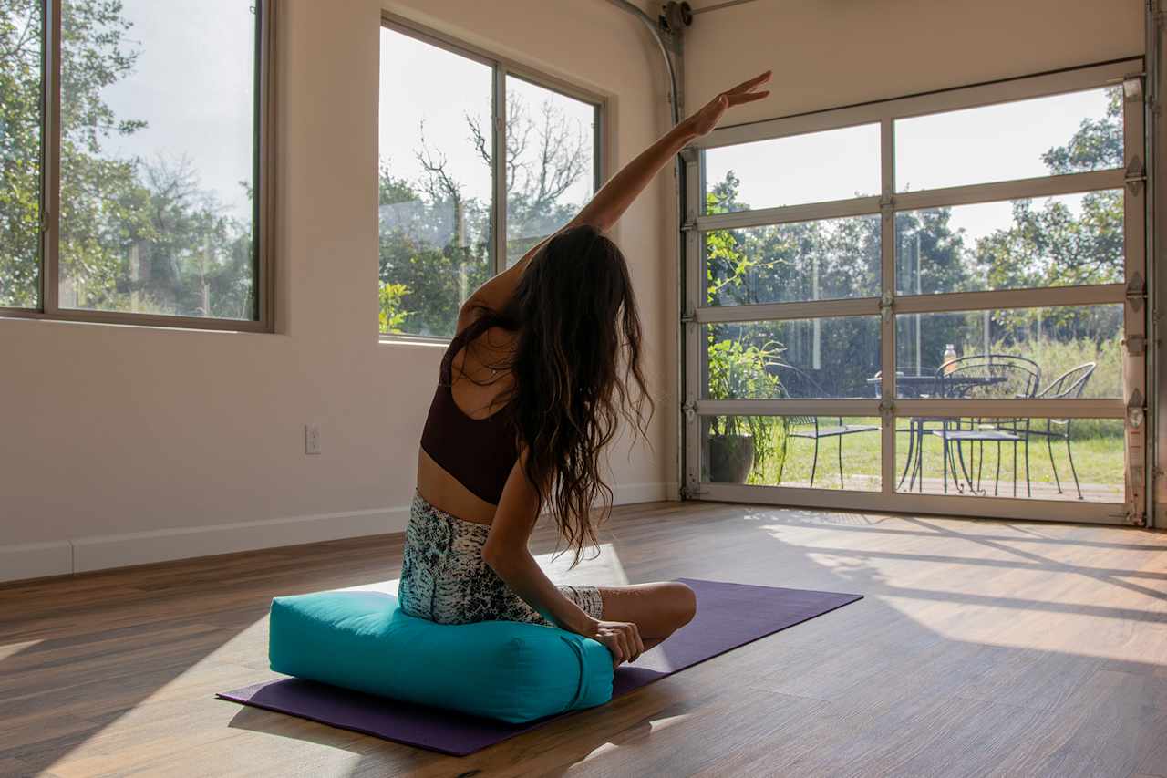 Morning yoga with the light pouring in