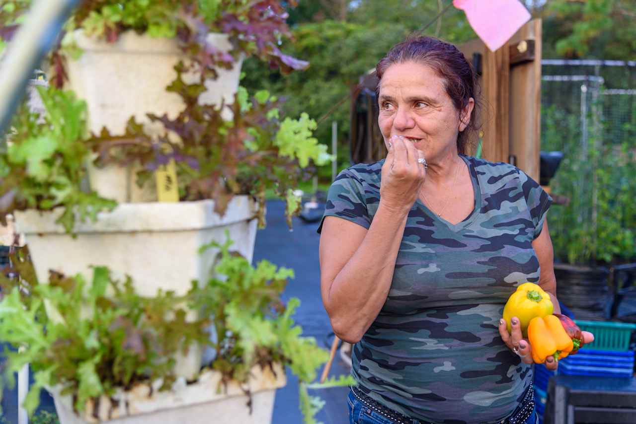 sneaking a piece of lettuce