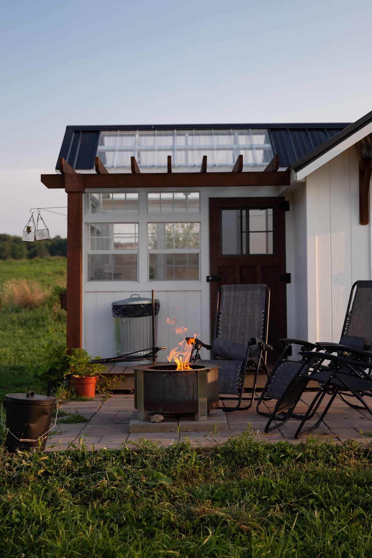 A nice fire pit for ambiance or cooking.