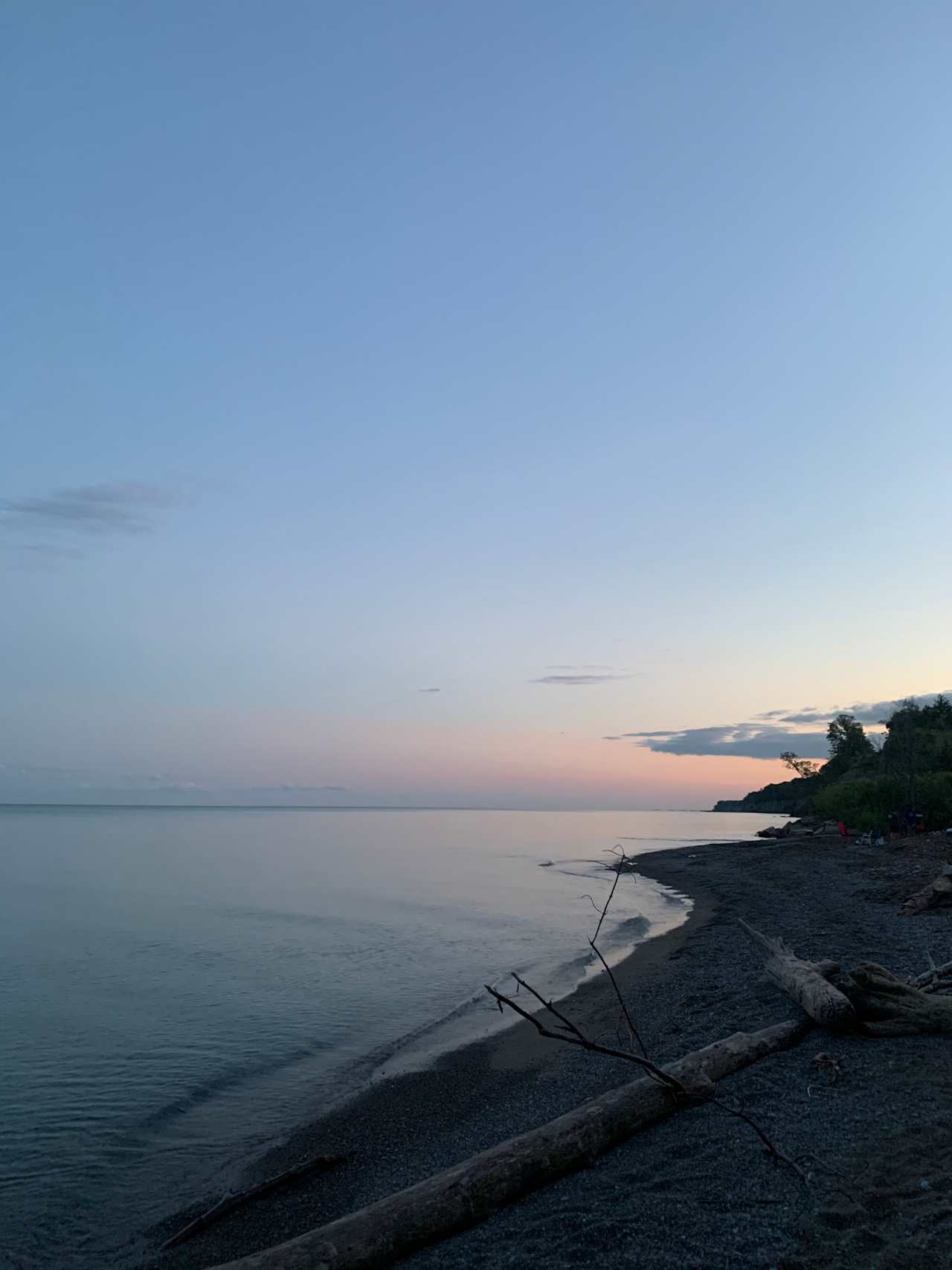 Sunset at the private beach (shared with other campers)!
