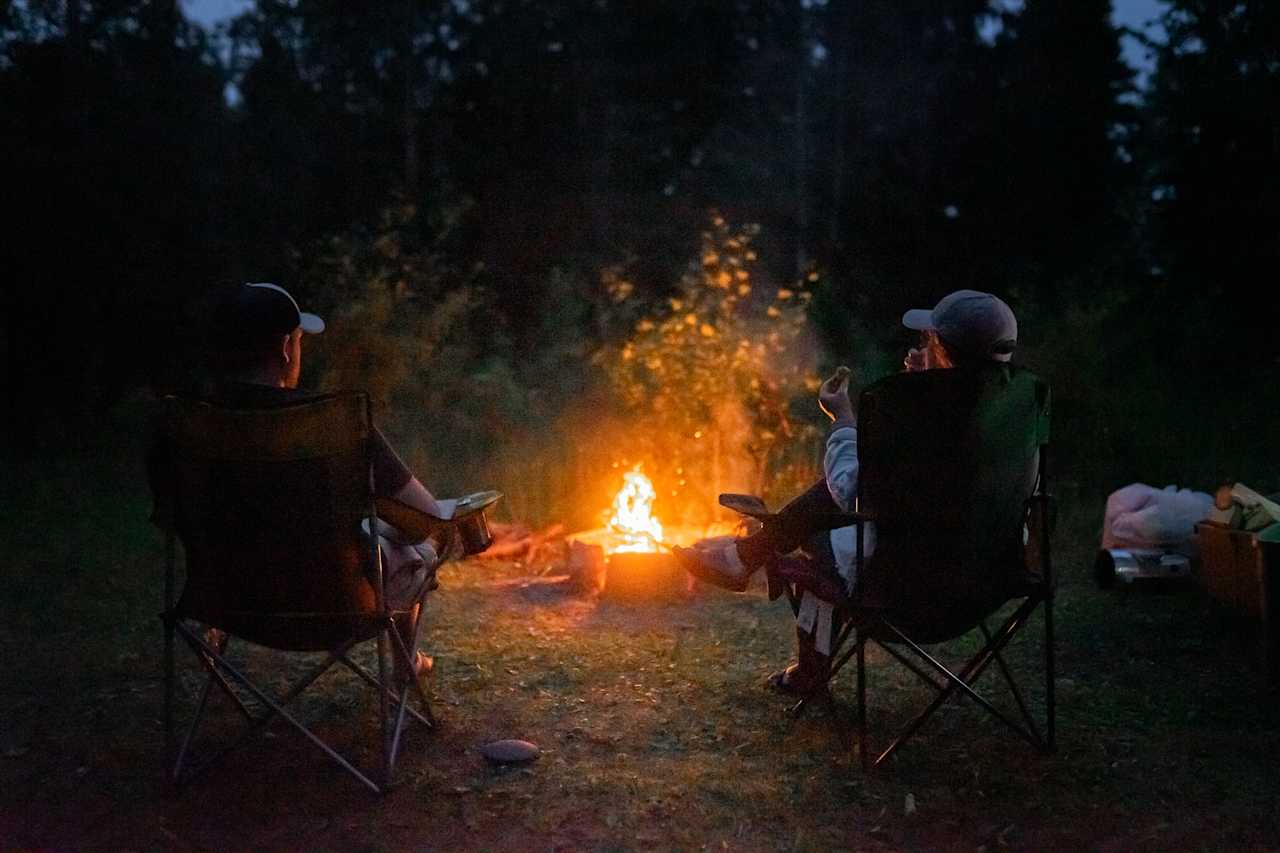 Fire pits and tables are featured at some sites.