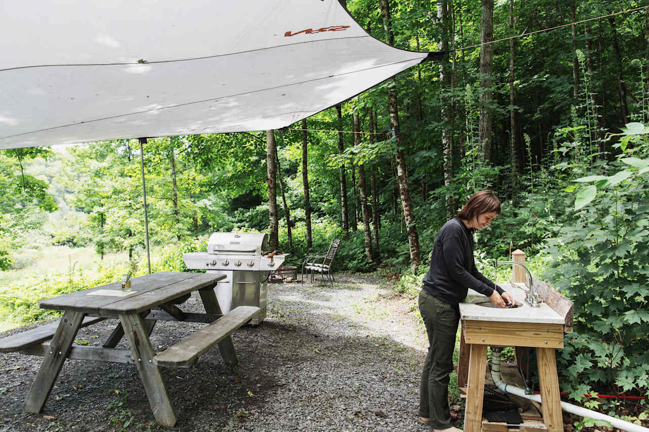 It's so nice to have running water right at camp! 