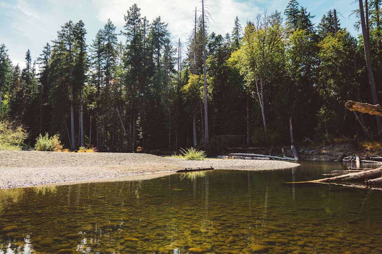 The best amenity there is: the amazing Little Qualicum River, this section just a couple minutes walk from the site.