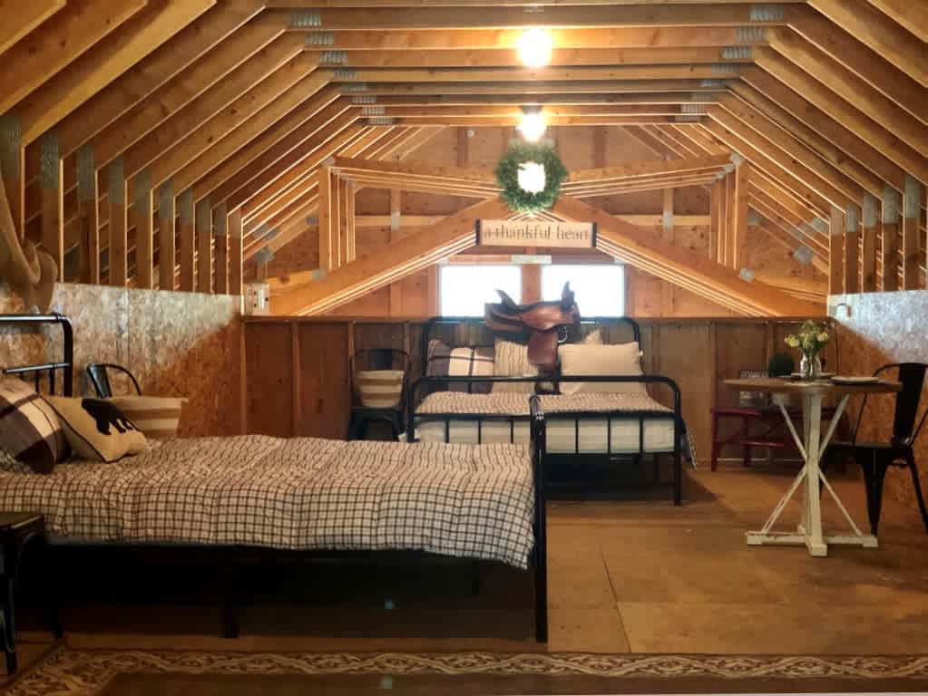 Bedroom upstairs in the hay loft.