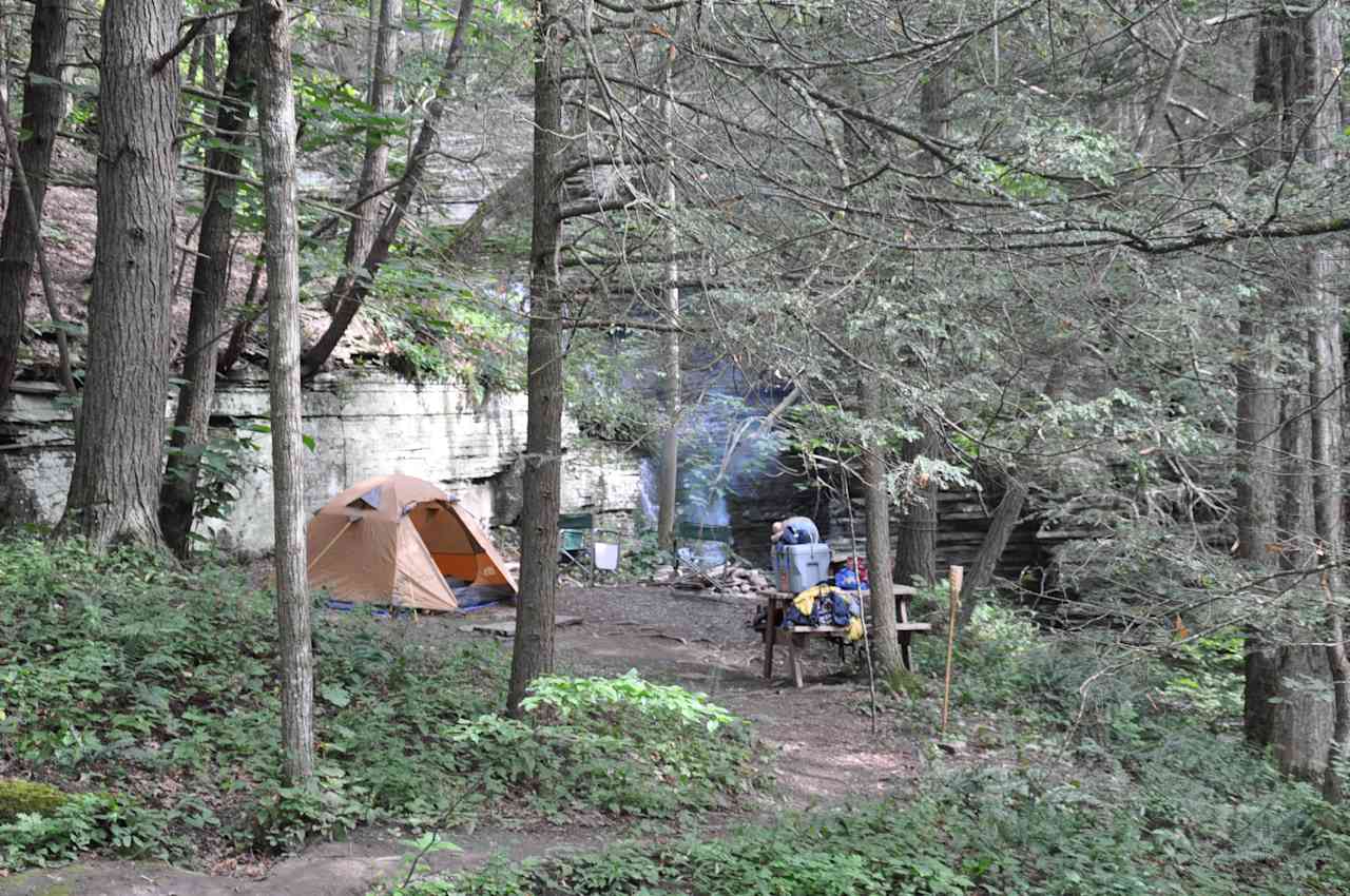 Site beside the falls. The falls do not shut off at night so be prepared to hear them. :)